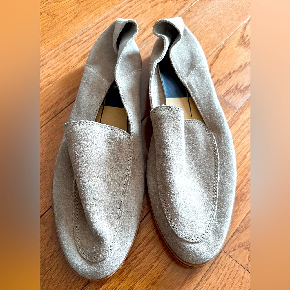 Dolce Vita Perrie Suede Flat Loafers in Taupe Tan